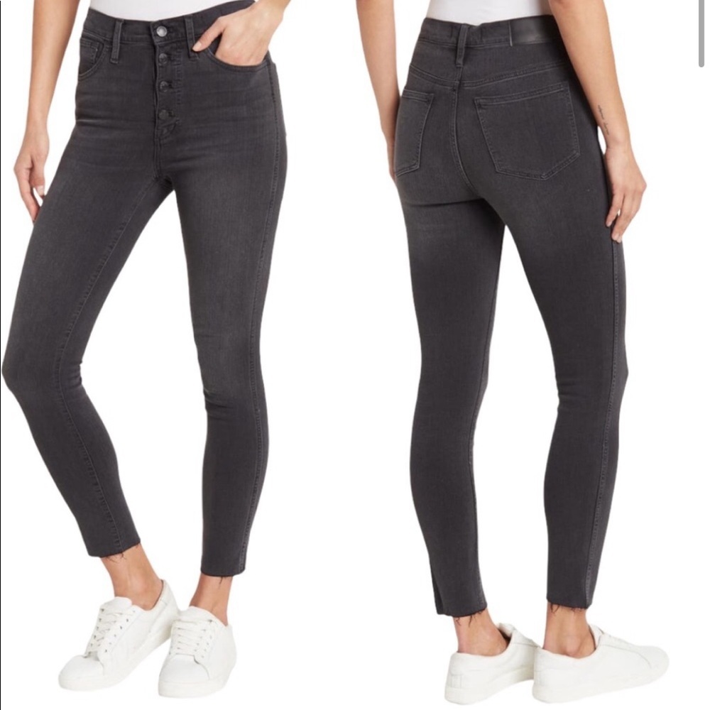 Madewell 10” High Rise skinny jeans in Mathias black button fly
